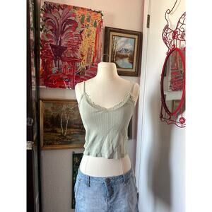 bdg light green knit cropped sweater vest tank top